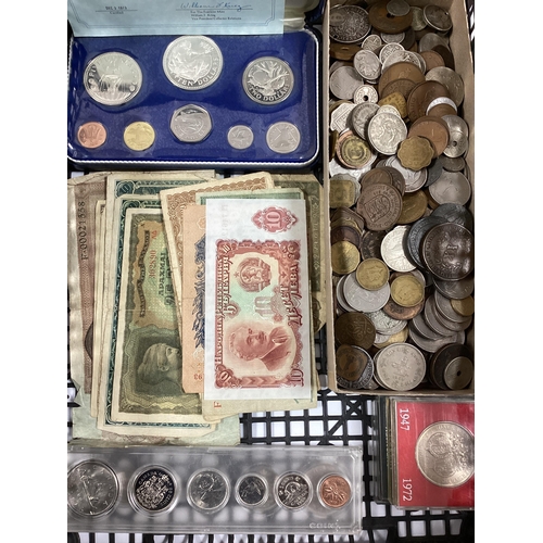 429 - Large Collection Of World Coins And Banknotes, including an 1852 Portugal 20 Reis, 1973 Barbados pro... 