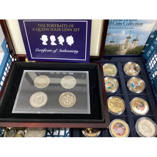 441 - Collection Of GB Coins, including a 1983 Royal Mint bunc coin set, Westminster portraits of a Queen ... 