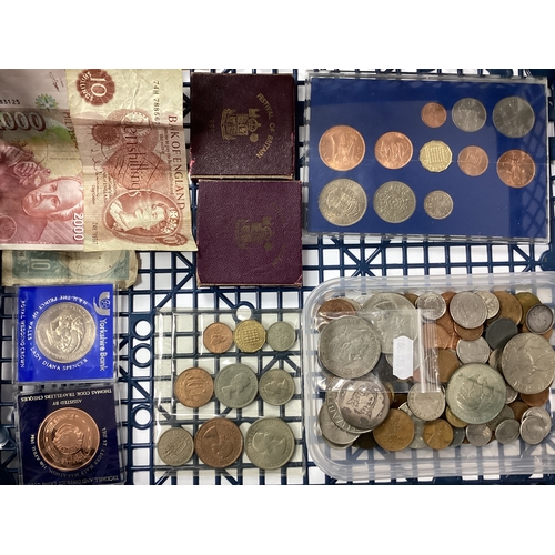 443 - Collection Of World Coinage And Banknotes, including a GB 1935 George V silver Crown, 1836 silver Ha... 