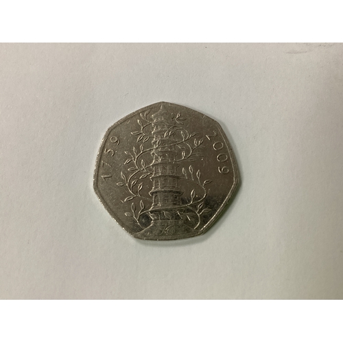 458 - 2009 Circulated Rare Kew Gardens 50p Coin, together with a 1935 George V silver Crown, Royal Mint 19... 