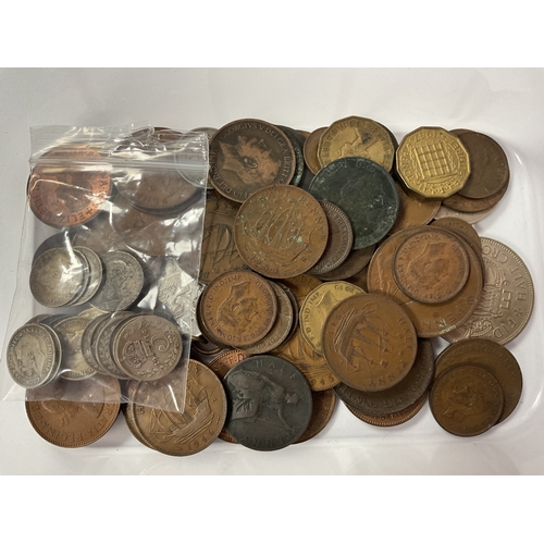 478 - Collection Of GB Coinage, including pre 1947 and XIX century silver Threepences, Pennies, Half Penni... 