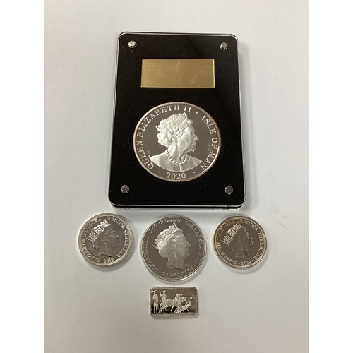 489 - 2020 Isle Of Man Silver 1oz Angel Coin, together with a 2020 Gibraltar silver £20, two Gibraltar 201... 