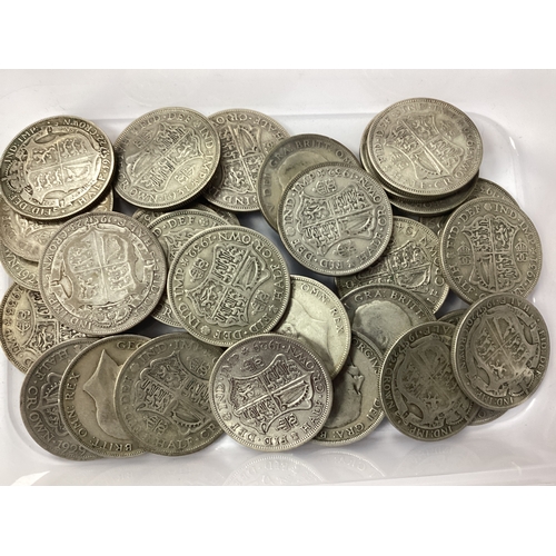 496 - GB Pre 1947 Silver Half Crowns, total weight 400g.