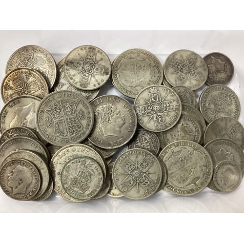 498 - GB XIX Century And Pre 1947 Silver Coins, Half Crowns, Florins, Shillings etc, total weight 400g.