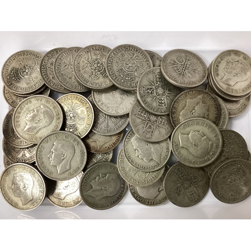 503 - Large Collection Of GB Pre 1947 Silver Florins, total weight 455g.