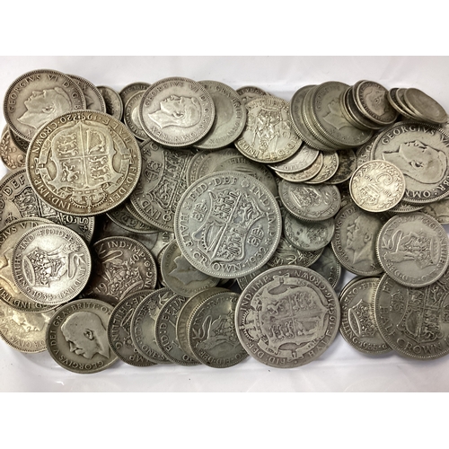 523 - GB Pre 1947 Silver Coins, Half Crowns, Florins, Shillings etc, total weight 455g.