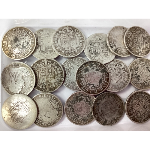 527 - Collection Of Seventeen GB Victoria Silver Half Crowns, total weight 229g.