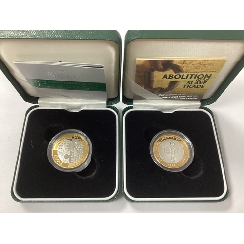 538 - Two Royal Mint 2007 UK Silver Proof £2 Coins, includes Abolition of the sSlave Trade and the 300th a... 