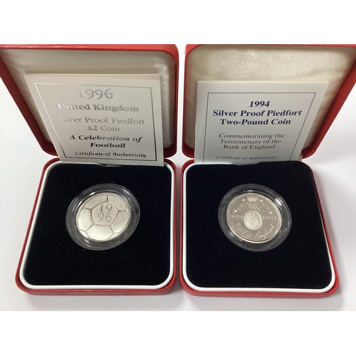 548 - Two Royal Mint UK Silver Proof Piedfort £2 Coins, including a 1994 Tercentenary of the Bank of Engla... 