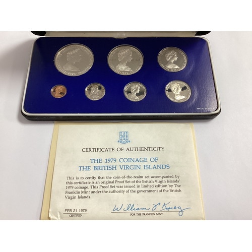 560 - 1973 First National Coinage Of Barbados Proof Coin Set, together with a 1979 British Virgin Islands ... 