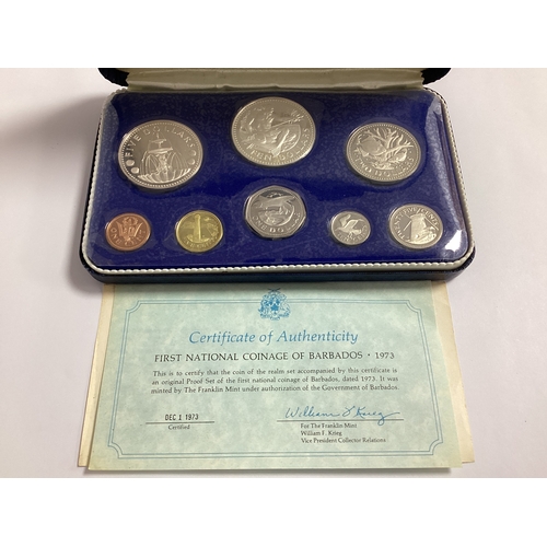 560 - 1973 First National Coinage Of Barbados Proof Coin Set, together with a 1979 British Virgin Islands ... 