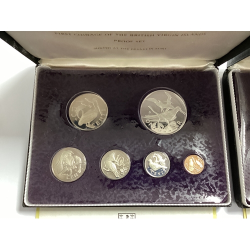 561 - Two 1973 British Virgin Islands Proof Coin Sets, both include a sterling silver $1, both cased with ... 