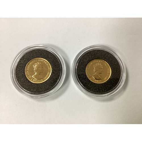 579 - Two 1997 Falkland Islands Fine Gold Henry VIII £2 Coins, each weighing 1.2g.