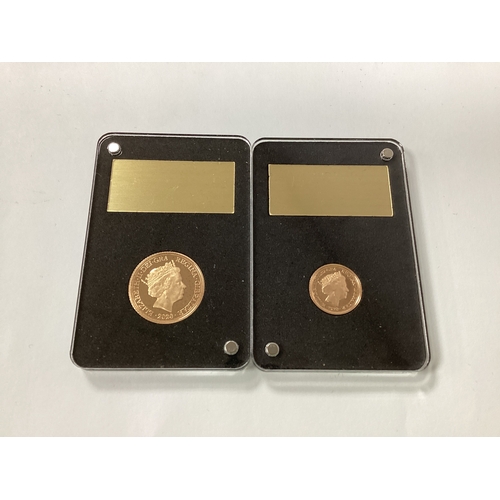 591 - 2020 Gibraltar Gold Half Sovereign, together with a 2020 Gibraltar gold quarter Sovereign.