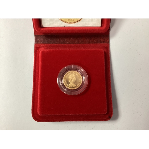 606 - Royal Mint 1980 Gold Proof Half Sovereign, cased with a certificate of authenticity.