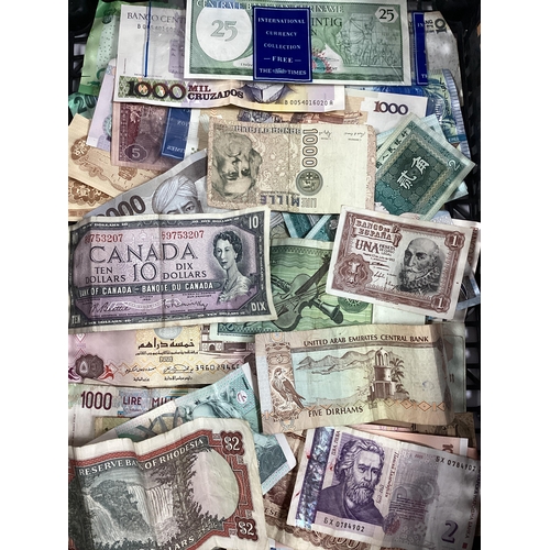 409 - Collection Of Over Sixty World Banknotes, including UAE, Egypt, India, Canada, Spain, South Africa e... 