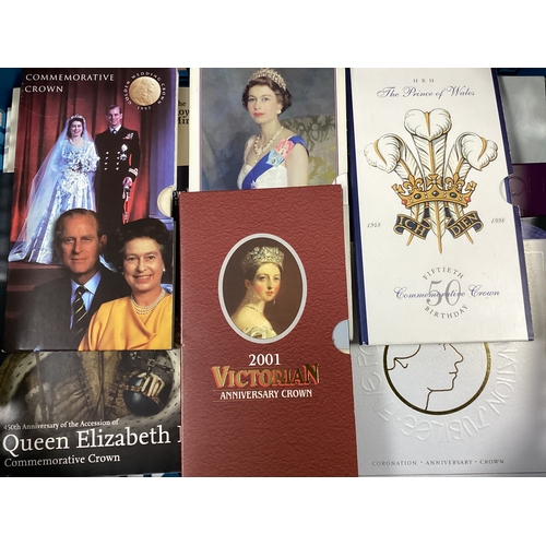 419 - Collection Of Sixteen Royal Mint Commemorative Crown Coin Packs, all Royal Family themed.