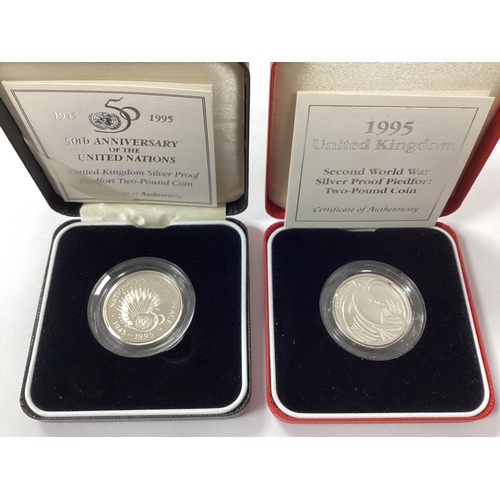 543 - Two Royal Mint Silver Proof Piedfort £2 Coins, including a 1995 Second World War and a 1995 50th Ann... 