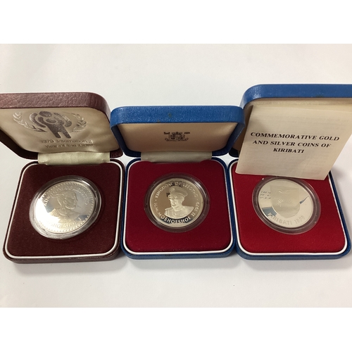 544 - Collection Of Three World Silver Coins, 1979 Kiribiati $5, 1979 Lesotho 10 Maloti and a 1979 Lesotho... 