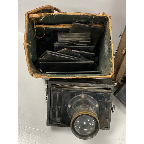 1122 - Nettel Folding Strut Camera, with brass cased lens, stamped Aldis Birmingham F4.5 No 19 Mackenzie Wi... 