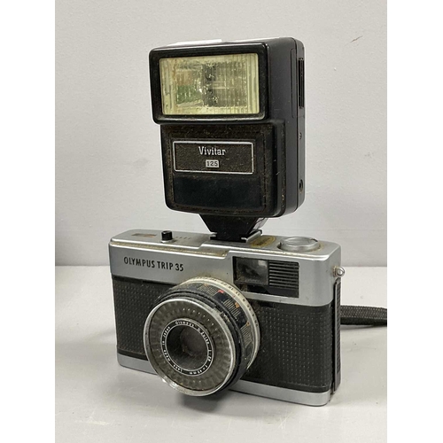 1115 - JVC Videomovie CCD Futura Camera, Halina View Finder, Olympus Superzoom 140s camera etc:- One Box.