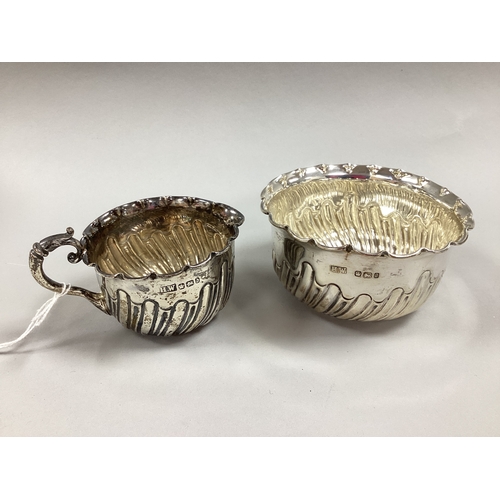 1 - A Victorian Hallmarked Silver Milk Jug and Sugar Bowl Set, H.W, Sheffield 1896/1897, both of baluste... 