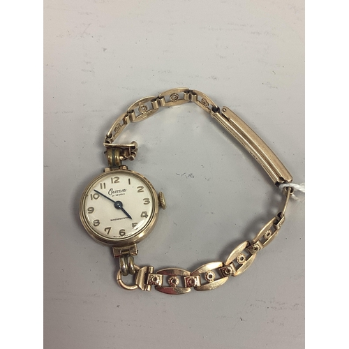 234 - Chateau; A 9ct Gold Cased Ladies Wristwatch, the circular signed dial with Arabic numerals, to integ... 