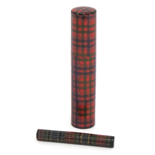 1309 - Tartan Ware Cylindrical Boxes with Covers, the longest 14cm (2).