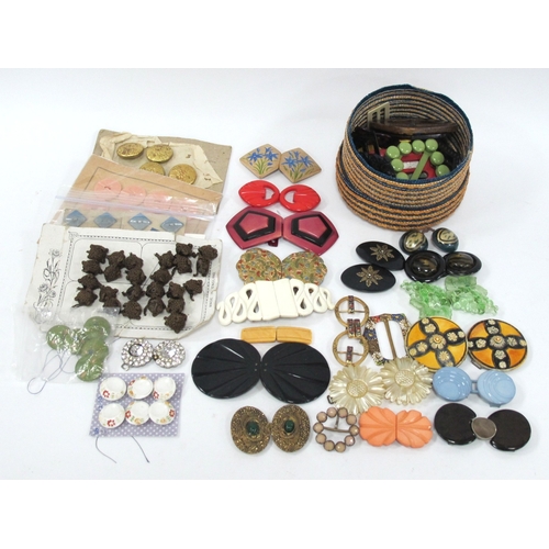 1367 - Vintage Belt Clasps, Buckles and Sets of Buttons:- One Tray