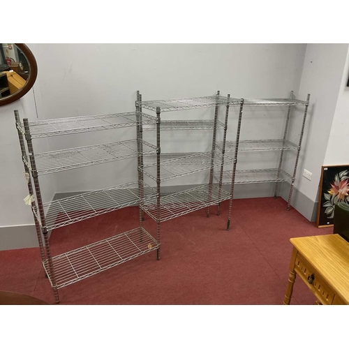 1487 - Two metal storage racking units, each approx. 180cm wide. (2)