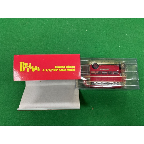 818 - Four boxed Britbus 00 scale bus models, together with a boxed Original Omnibus Midland Red double-de... 