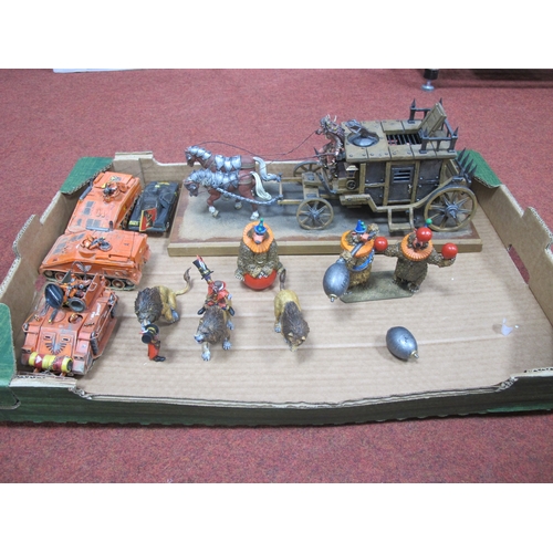 327 - A Quantity of Mainly Plastic, White Metal Model Painted Fantasy Wargaming Figures and Vehicles. To i... 