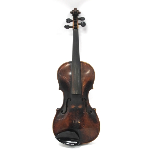 1359 - XIX Century Violin, one piece back 35cm long, overall 59cm.