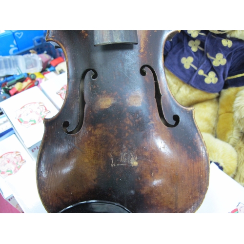 1359 - XIX Century Violin, one piece back 35cm long, overall 59cm.