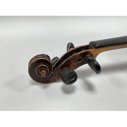 1359 - XIX Century Violin, one piece back 35cm long, overall 59cm.