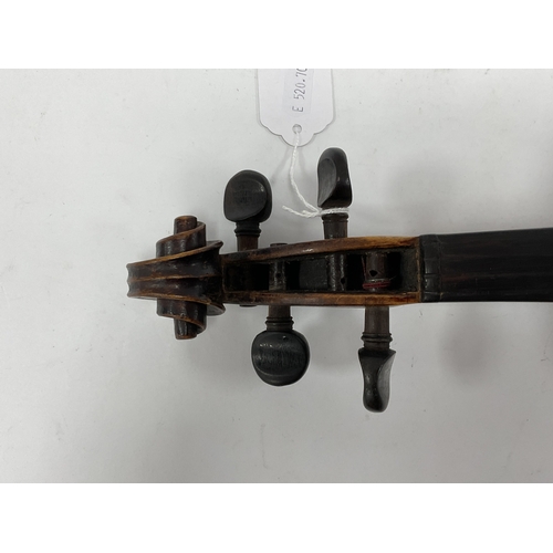 1359 - XIX Century Violin, one piece back 35cm long, overall 59cm.