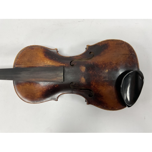 1359 - XIX Century Violin, one piece back 35cm long, overall 59cm.