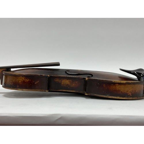 1359 - XIX Century Violin, one piece back 35cm long, overall 59cm.