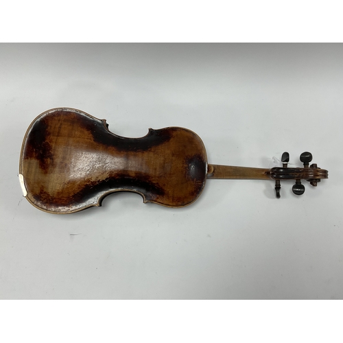 1359 - XIX Century Violin, one piece back 35cm long, overall 59cm.