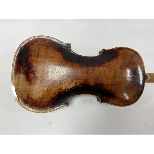 1359 - XIX Century Violin, one piece back 35cm long, overall 59cm.