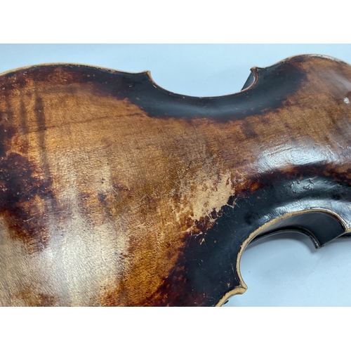 1359 - XIX Century Violin, one piece back 35cm long, overall 59cm.