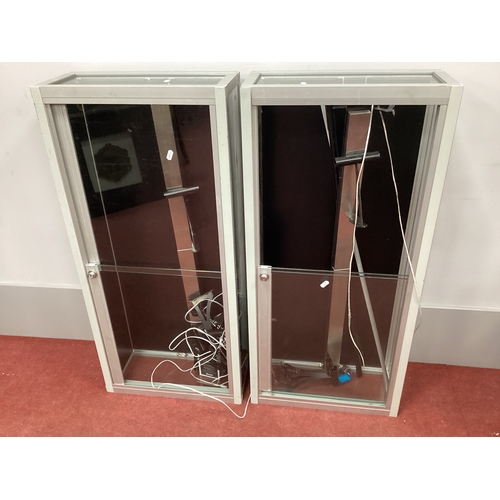 1576 - Pair of Metal Framed Display Cabinets with glass sliding doors and locks, 46.5 x 99cm. (2).