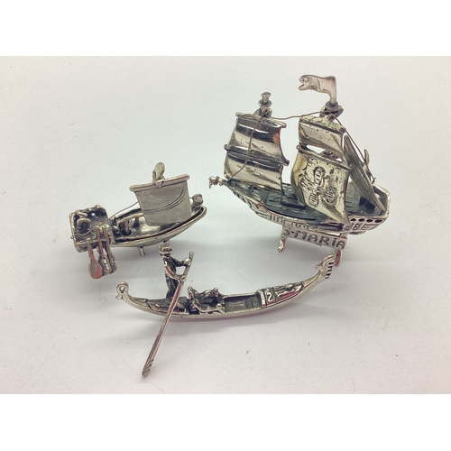 115 - A Novelty Miniature Model of A Galleon, S. Maria, at full sail, stamped 