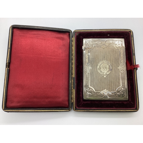 133 - A Victorian Hallmarked Silver Card Case, FM(?), Birmingham 1869, of slim rectangular form, allover e... 