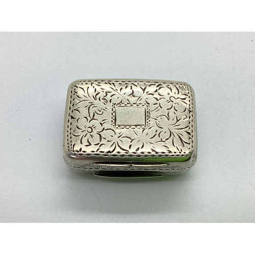 136 - A XIX Century Hallmarked Silver Vinaigrette, TS, Birmingham 1831, of small rectangular form, prick d... 