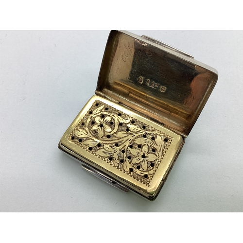 142 - A XIX Century Hallmarked Silver Vinaigrette, FC, Birmingham 1836, of rectangular form, allover engin... 