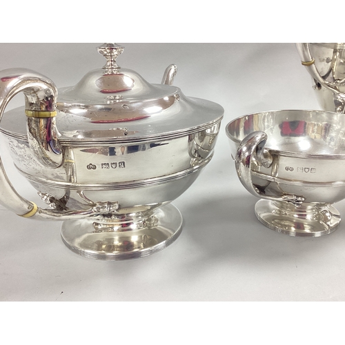 16 - Elkington & Co; A Hallmarked Silver Four Piece Teaset, London 1911, comprising coffee pot, teapot, c... 