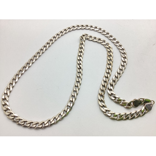 180 - A 9ct White Gold Chunky Curb Link Chain, approximately 62cm long (45grams).