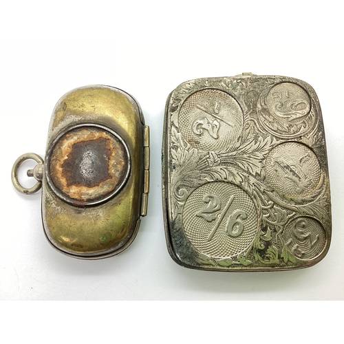 295 - J.W.B England; A C.1900 Silver Plated Spring Loaded Pocket Coin Holder, of highly decorative foliage... 