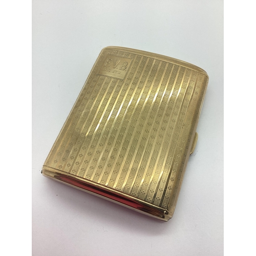 296 - A 9ct Gold Cigarette Case, of rounded rectangular form, allover textured finish, initialled 